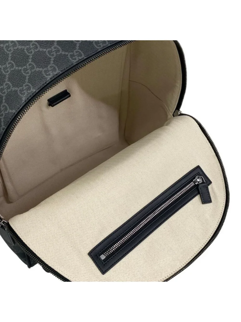 Gucci Backpack GG Plus Supreme Black Dark Gray Leather